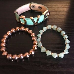 Mint green and Gold Bracelet set